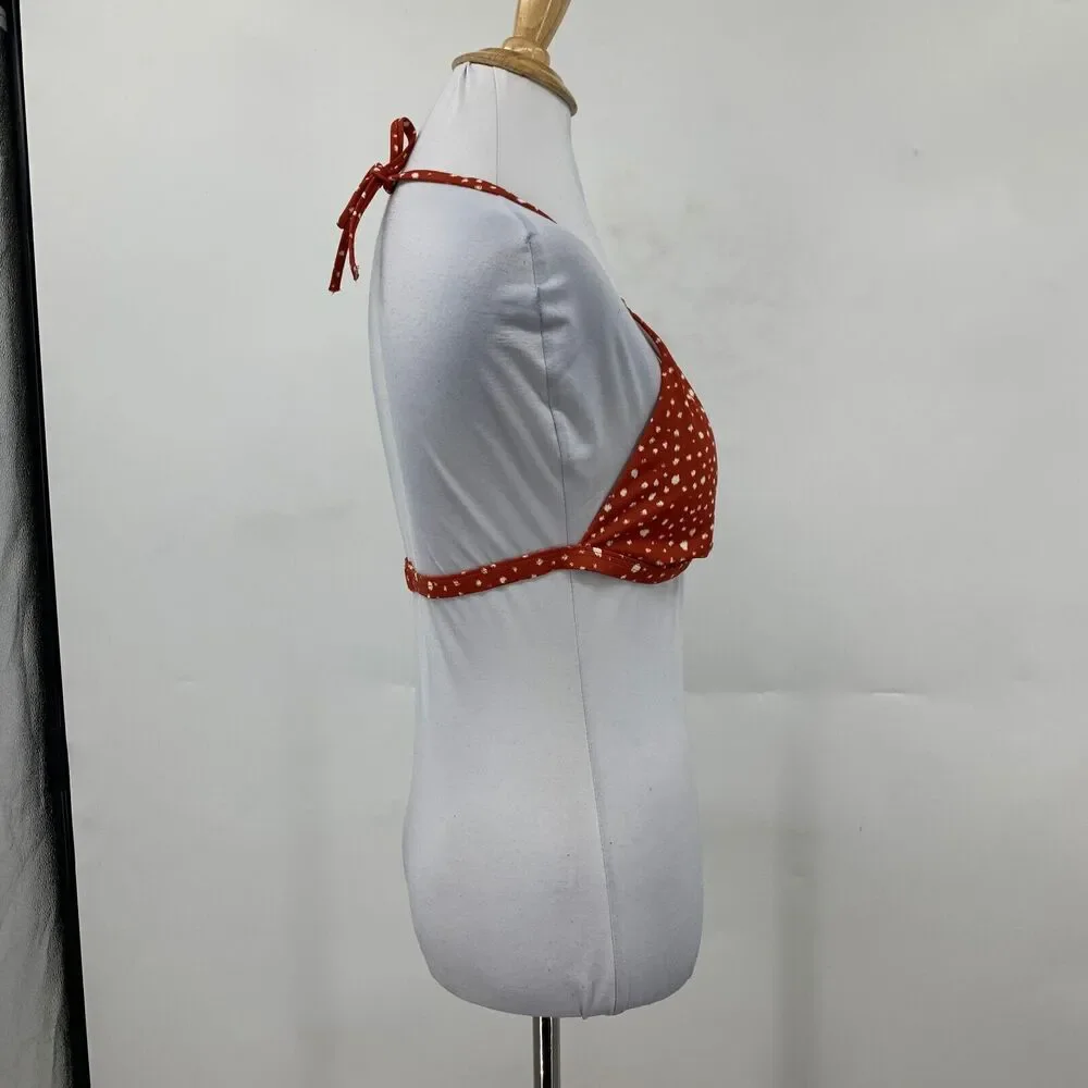 Chelsea28 Red Elevated Triangle Bikini Top Womens M Medium Padded Halter Tie